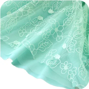 3Green Embroidered Lace Fabric Polyester Lace Fabric Cloth for Patchwork Sewing Dress Skirt Doll