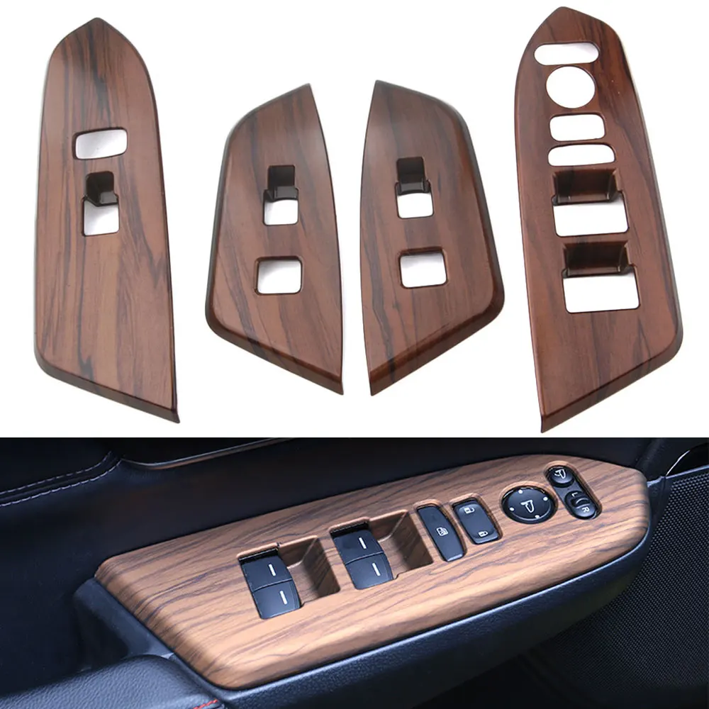 4pcs/set Car Interior Mouldings Peach Wood Grain window switch panel