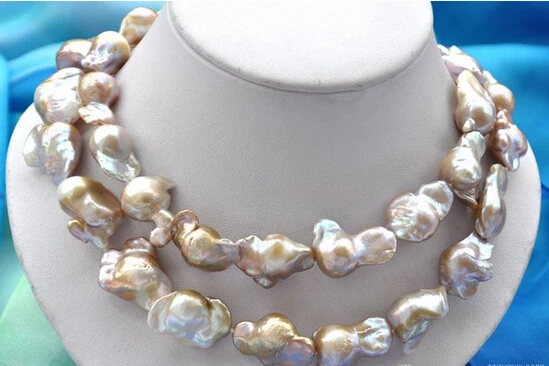 

Miss charm Jew1073 33"baroque purple reborn keshi pearl necklace