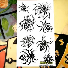 Danger Black Spiders Temporary Tattoo Body Art Arm Flash Tattoo Stickers 17*10cm Waterproof Fake Henna Painless Tattoo Sticker