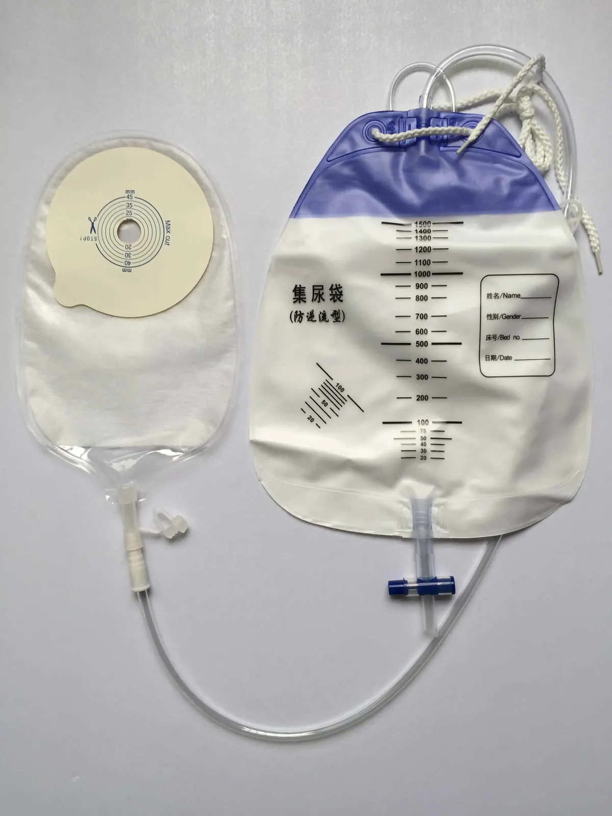 10 قطع urostomy الحقيبة أكياس البولية الحقيبة ممكن تهيئته للعرض البول جامع حقيبة 15-45 ملليمتر