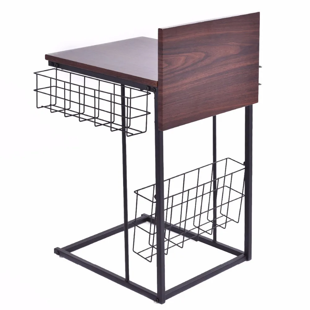Goplus Multifunctional Sofa Side Table Living Room Tables Modern Home Furniture Decor with Storage Basket Coffee Table HW52157 Goplus Multifunctional Sofa Side Table Living Room Tables Modern Home Furniture Decor with Storage Basket Coffee Table HW52157