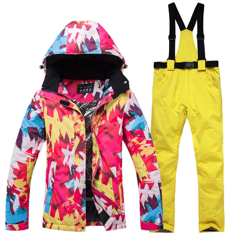 Модные женские зимние костюмы, одежда, водонепроницаемые ветрозащитные зимние спортивные куртки для сноубординга+ нагрудники на ремешке, женские зимние штаны