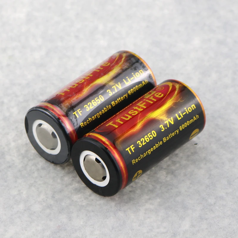 

2PCS 6000mAh TrustFire 32650 3.7V Li-ion Rechargeable Battery For Diving Flashlight or Other Devices Size 32 X 65MM