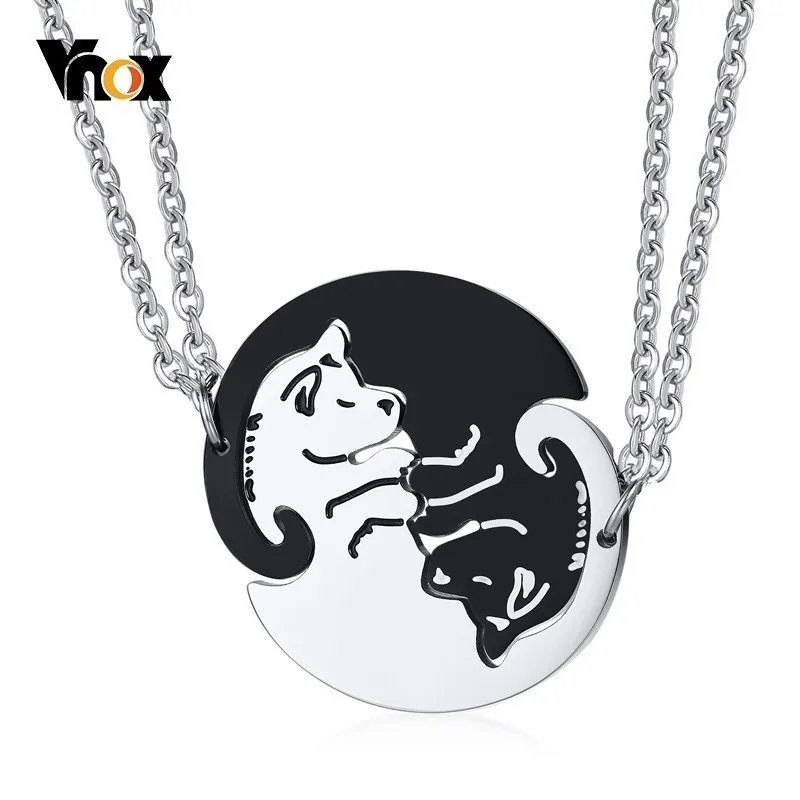 

Vnox Yin Yang Couple Dog Necklace for Women Man Stainless Steel His and Her Pet Lover Gifts