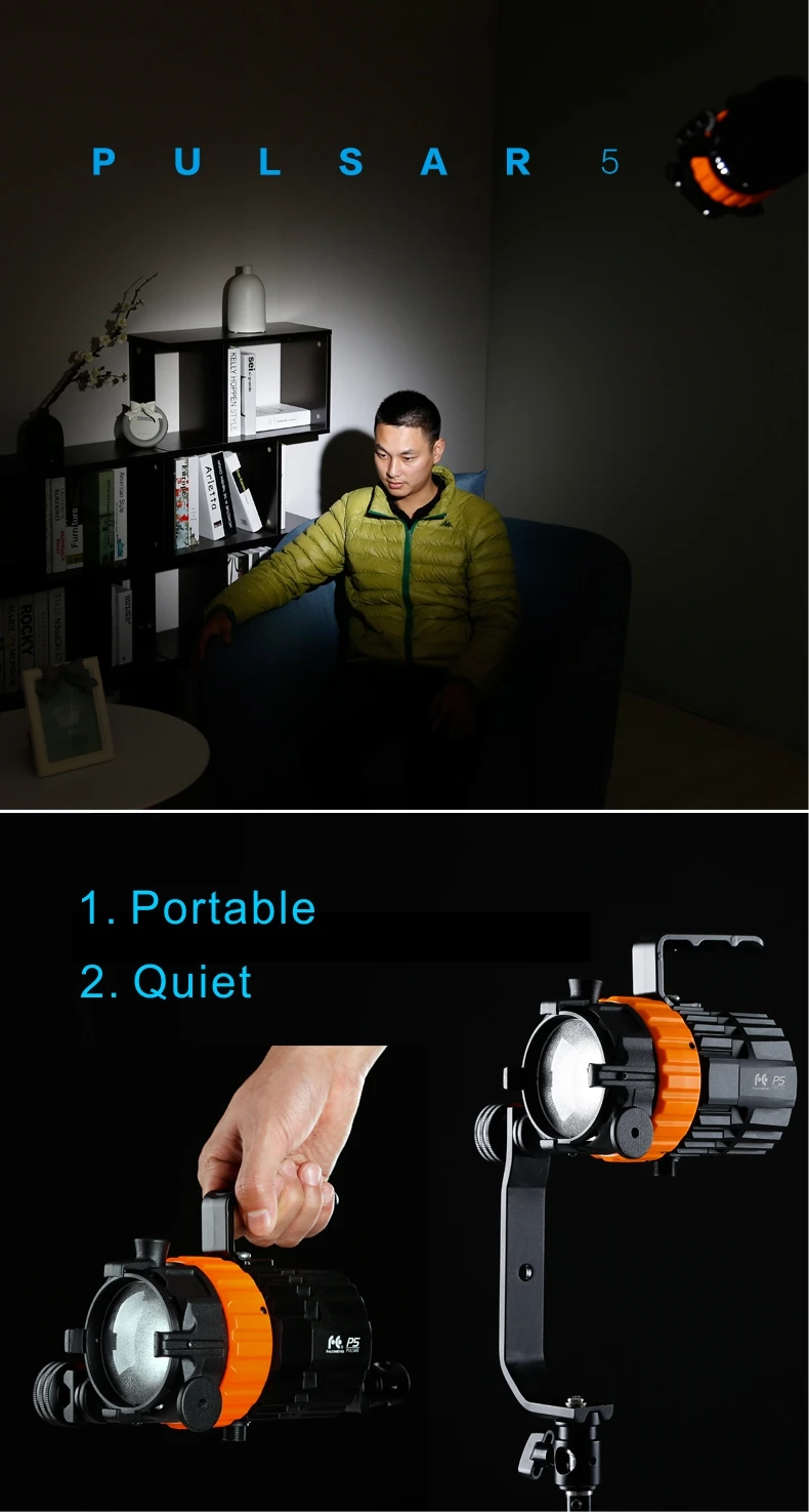 1Falconeyes Pulsar5 LED Spotlight Photographie lumière caméra faisceau lumineux lumière lampe de focalisation P5 CD50 T03 Falcon Eyes Mini Spotlight 50W Lumière photographique Réglable Mise au point Longueur Lampe de remplissage Pulsar 5