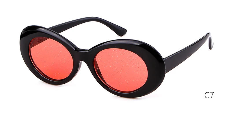 Новинка, Kurt Cobain, солнцезащитные очки для мужчин и женщин, фирменный дизайн,, Ретро стиль, розовый кристалл, овальные блестящие солнцезащитные очки 630B - Цвет линз: C7