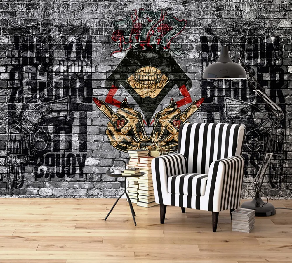 

Free Shipping Custom Wallpaper Mural Mysterious Retro Gambler Graffiti Bar Tooling Background Wall Painting Decoration Bedroom