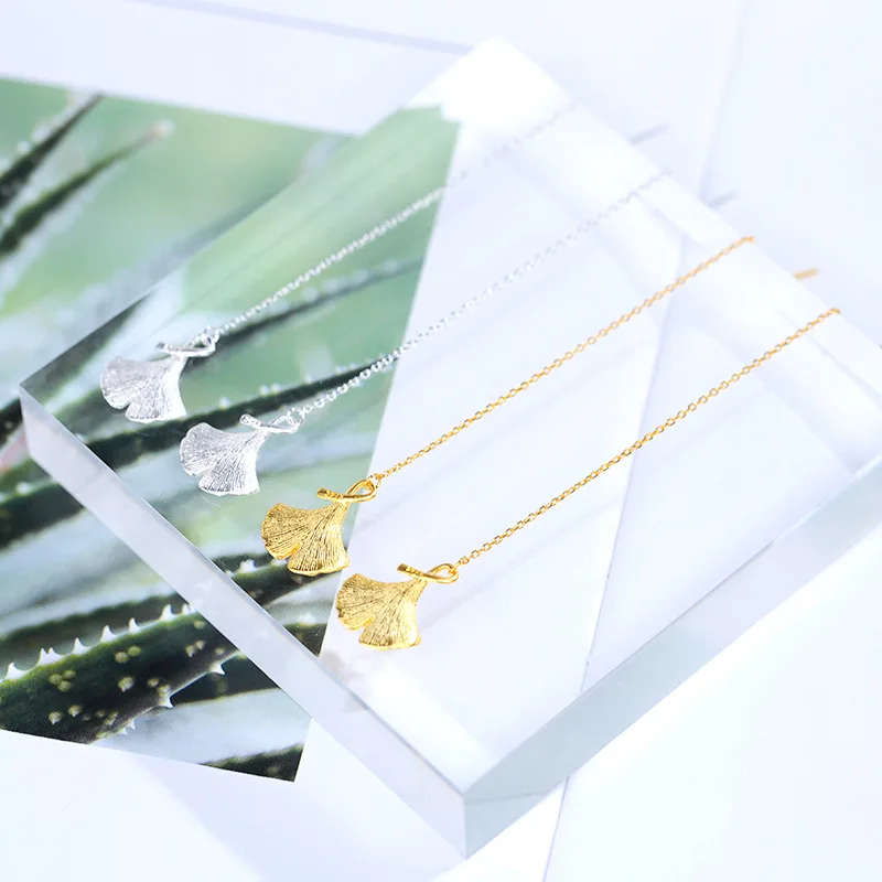 

Party Ginkgo Leaves 925 Sterling Silver Dangling Earrings