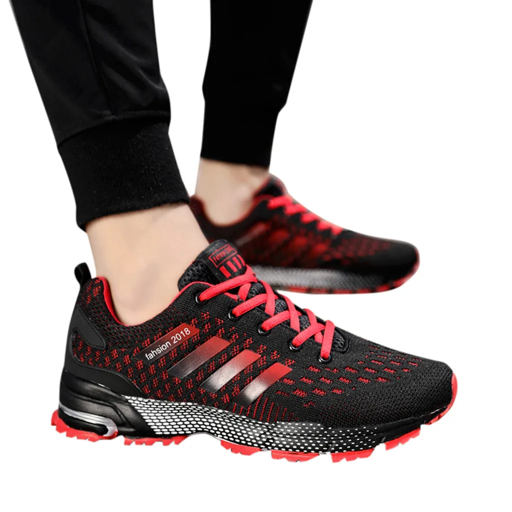 

CHAMSGEND Men's Breathable mesh cushion sports shoes woven non-slip casual running shoes lightweight fashion running shoes