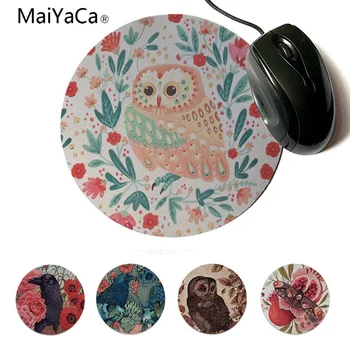 

Maiyaca New Printed Little Pink Owl Rubber Mouse Durable Desktop Mousepad 200x200mm 220x220mm Round Mouse Pad