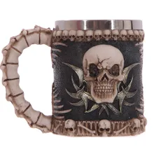 New Cool Resin Stainless Steel 3D Skull Pirate Knight Drinking Mug with Hand Grip Funny Creative Coffee Cups and Mugs