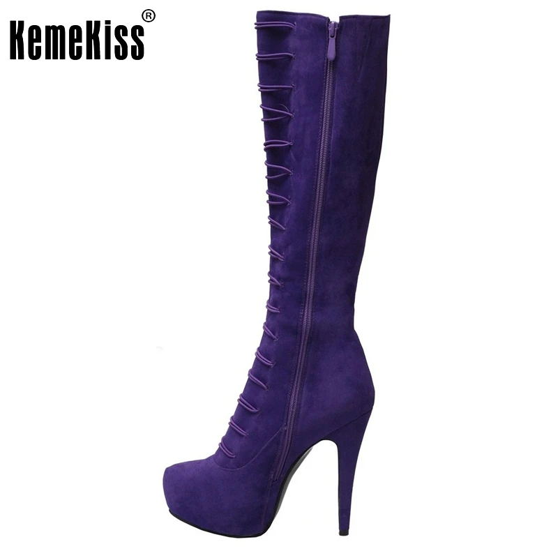 

Women Platform High Heel Shoes Woman Sexy Cross Strap Mid-Calf Boots Fashion Zipper Heeled Footwear Heels Shoes Size 35-46 B295