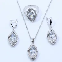 925 серебряные свадебные ювелирные изделия для малышей фантазийные белые серьги с австрийскими Кристаллами Ожерелье, подвеска, цепочка кольцо подарочная упаковка T112