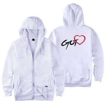 

K POP K-POP GOT 7 GOT7 Zip Up Harajuku Hoodies Sweatshirt Women Letter Printed Zipper Hooded Jacket Coat Outwear KPOP Clothes