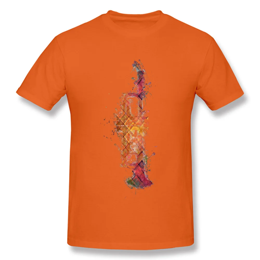 Trumpet 100% Cotton Tops Shirt for Men Customized T-Shirt Design Slim Fit Round Collar Tops Shirt Short Sleeve Trumpet orange