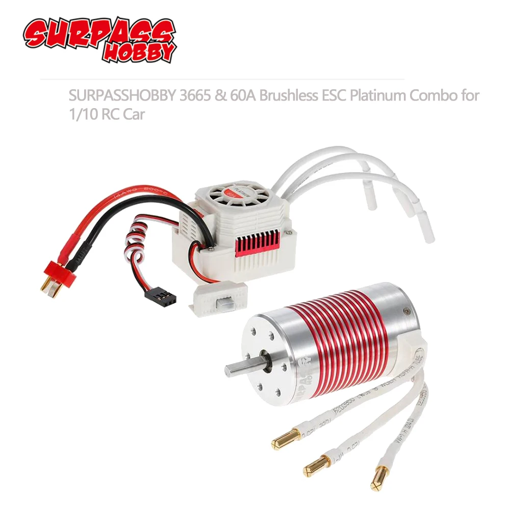 

SURPASSHOBBY Platinum Waterproof Combo 3665 3100KV 2600KV 2100KV Brushless Motor w/ 60A ESC for Traxxas Axial HSP Redcat 1/10