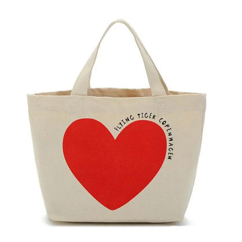 Женская тканевая Холщовая Сумка ручной работы, сумки для покупок, путешествий, женские складные сумки через плечо для покупок, сумки для покупок, Bolsas De Tela - Цвет: Red heart