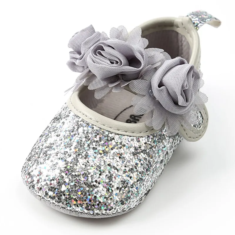Обувь для новорожденных девочек; блестящая обувь с блестками для малышей; обувь на мягкой подошве; вечерние туфли принцессы для малышей; повседневная обувь