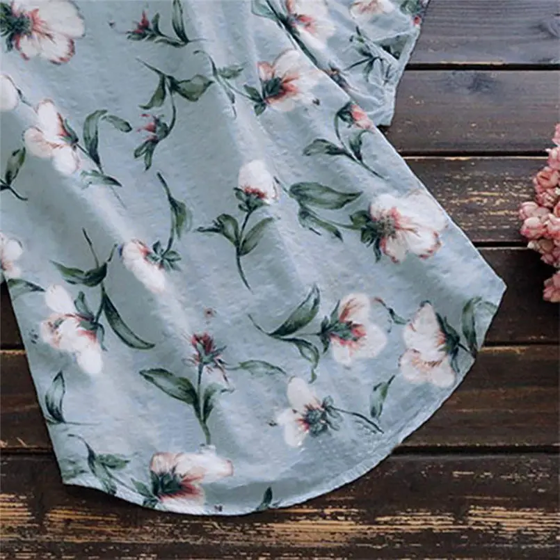 New Women Summer Casual Plus Size Shirt V Neck Half Sleeve Linen Vintage Boho Floral Print Elegant Fashion Loose Top Tops #4R03 (3)