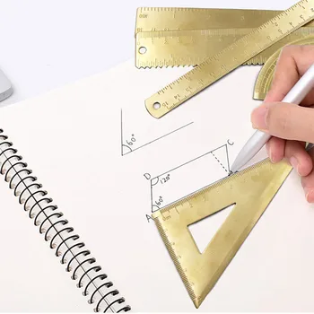 

Brass Ruler Degree Standard Protractor Ruler Math Geometry Ruler Stationery Sep#17