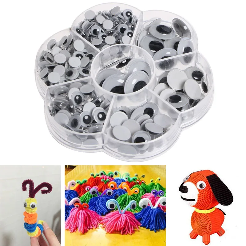 

Children Love Interesting 6-18mm Wobbly Wiggly Googly Eyes Toy Animal Self-adhesive DIY Craft 340pcs Drop Shipping Support