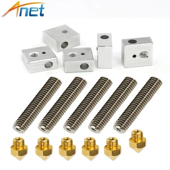 

Anet 15PCS/lot 0.4mm Brass Extruder Nozzle Print Heads+30MM/40MM Length Extruder 1.75mm Tube+Heating Block 3D Printer Part