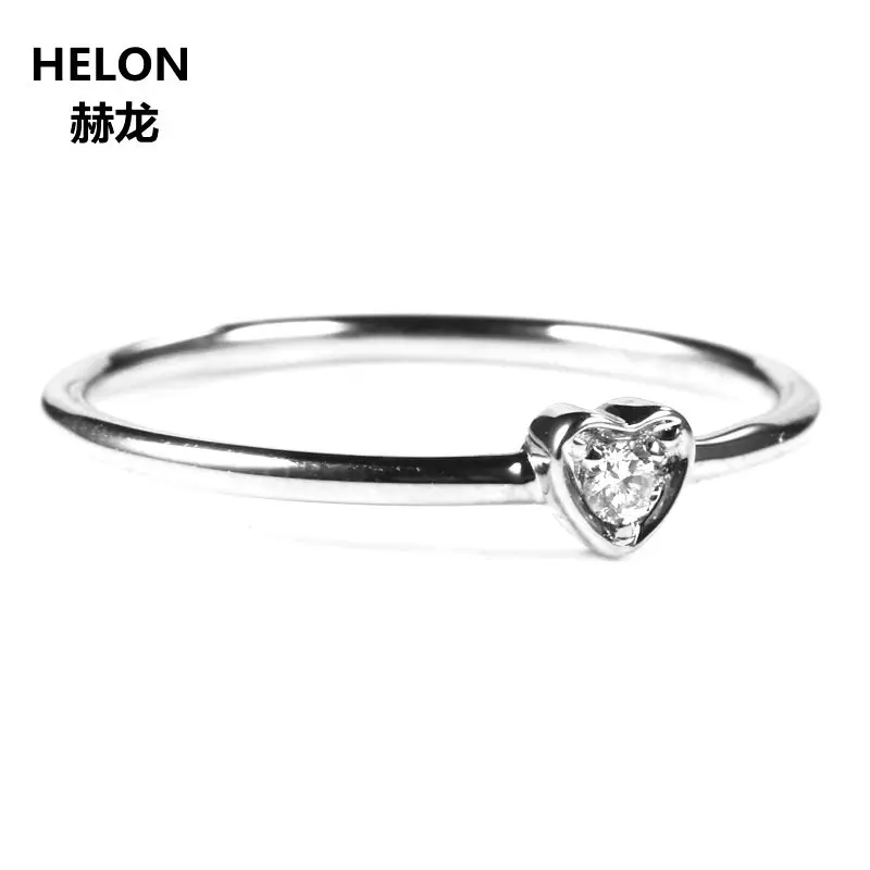 

Solid 18k White Gold VS/H Natural Diamonds Engagement Ring Wedding Band Trendy Heart Women Fine Jewelry