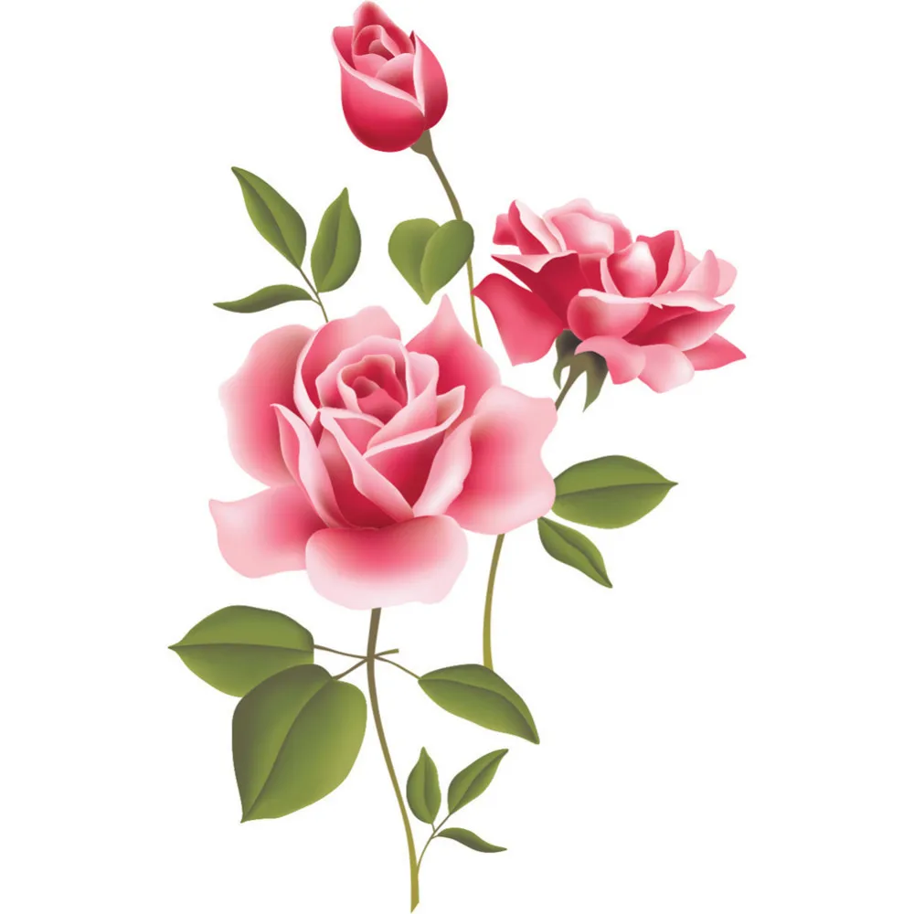 Beauty Rose Flower Wall Stickers Removable Art Sticker DIY Mural Decals