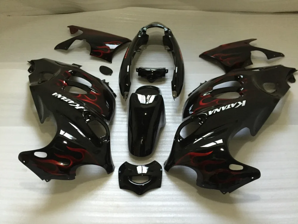 Комплект черных обтекателей Красного пламени для GSX600F GSX750F 03 04 05 06 GSX600 750F Katana 2003 2004