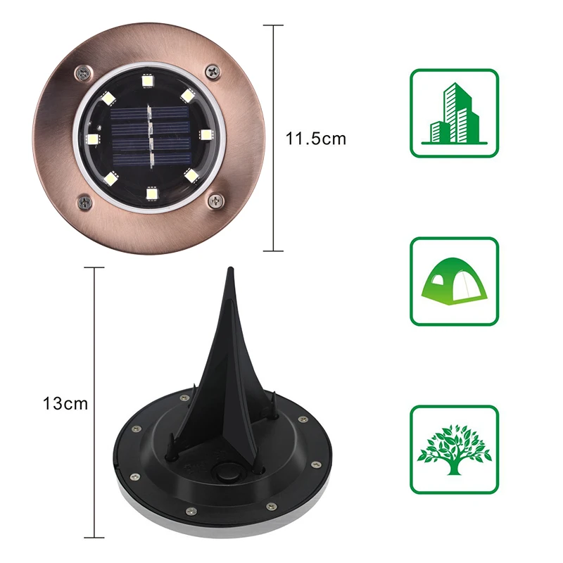 4 шт./лот 8LED Солнечный свет Водонепроницаемый Открытый солнечной энергии наземный Газон Свет погребенный светильник путь садовый настил лампы для двора