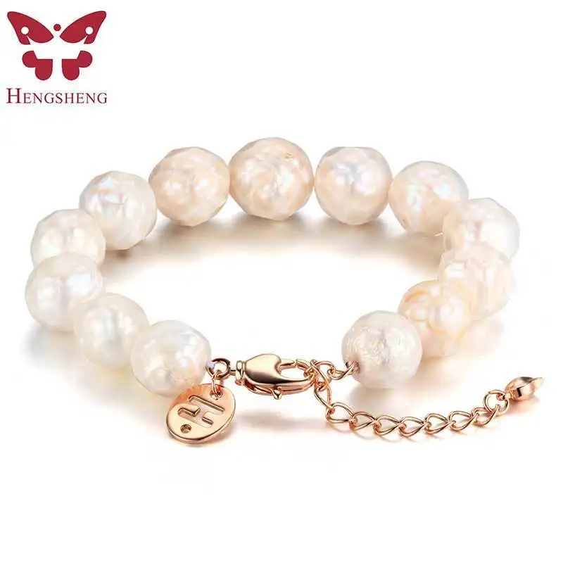 

HENGSHENG Hot Sale Braoque Bracelet,Natural Pearl Women Bracelet,Round Shape Braoque Pearl with Gold color Buckle,Jewelry Box