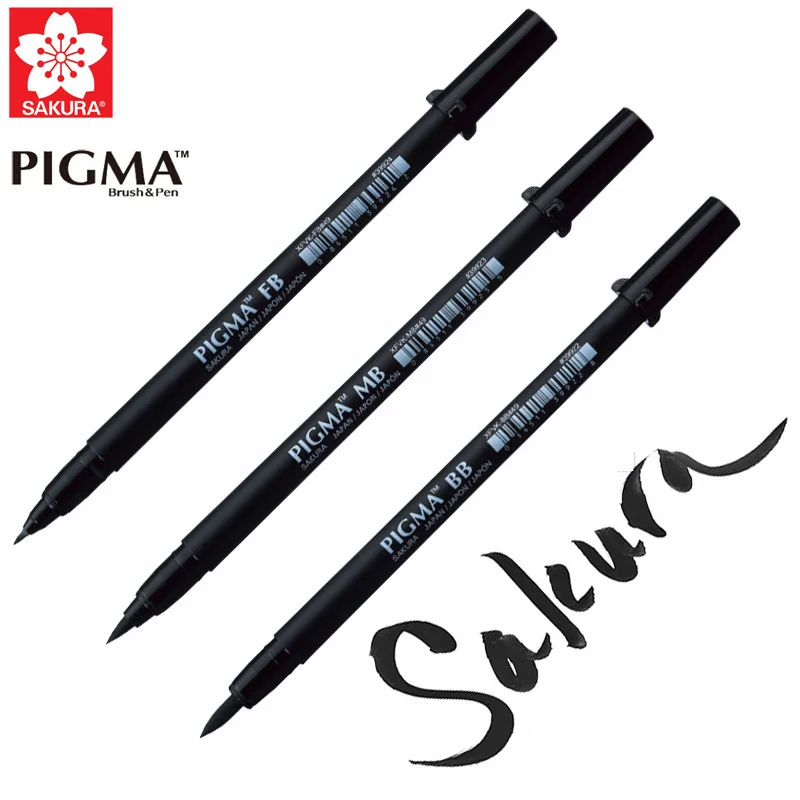Сакура Pigma профессиональная кисть Набор тонкой средней и смелый арт маркер 3 PC