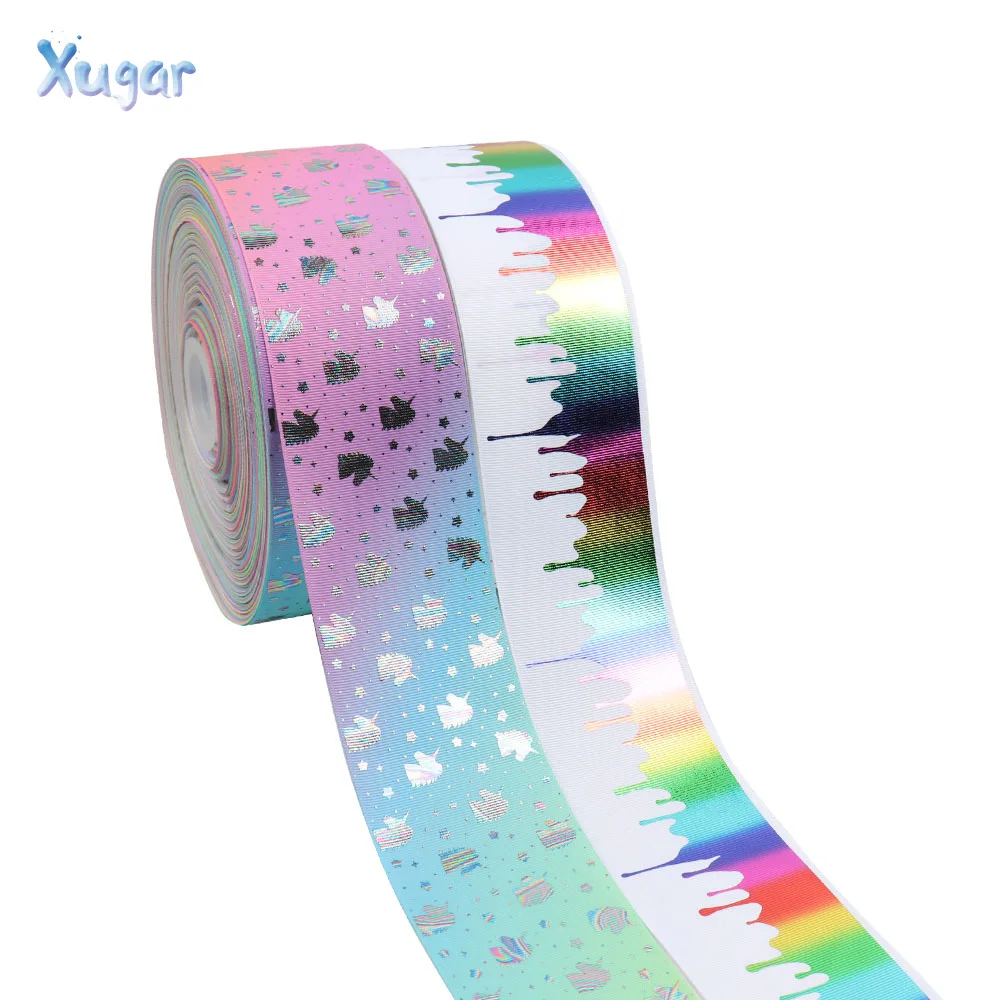 

2Y/lot 3" 75mm Unicorn Bronzing Grosgrain Ribbon DIY Hairbows Accessories Holiday Decorations Materials Gifts Packing Wrapping