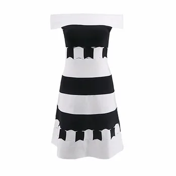 

High Quality Women's HL Bandage Dress A-Line Elegant Evening Party Dress Off the SHoulder Sexy Mini Dress
