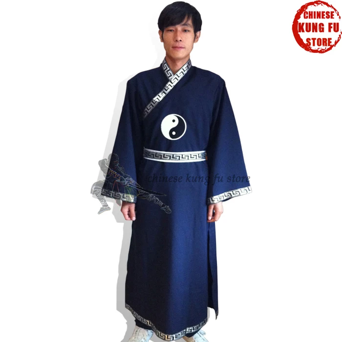 

Custom Made Beautiful Wudang Taoist Priest Long Kung fu Robe with Belts and Embroidery of Taoism Culture