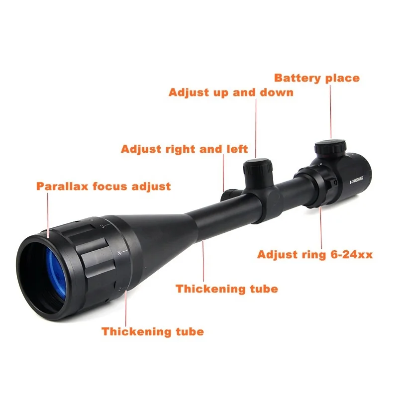 Винтовка 6-24X50 AOE Riflescope Регулируемый зеленый красный точечный охотничий светильник для страйкбола пневматический пистолет 308 прицел