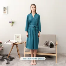 Весенне-осенний парный халат с v-образным вырезом, одежда для сна, банный халат, повседневное однотонное китайское кимоно, свободное интимное нижнее белье, халаты