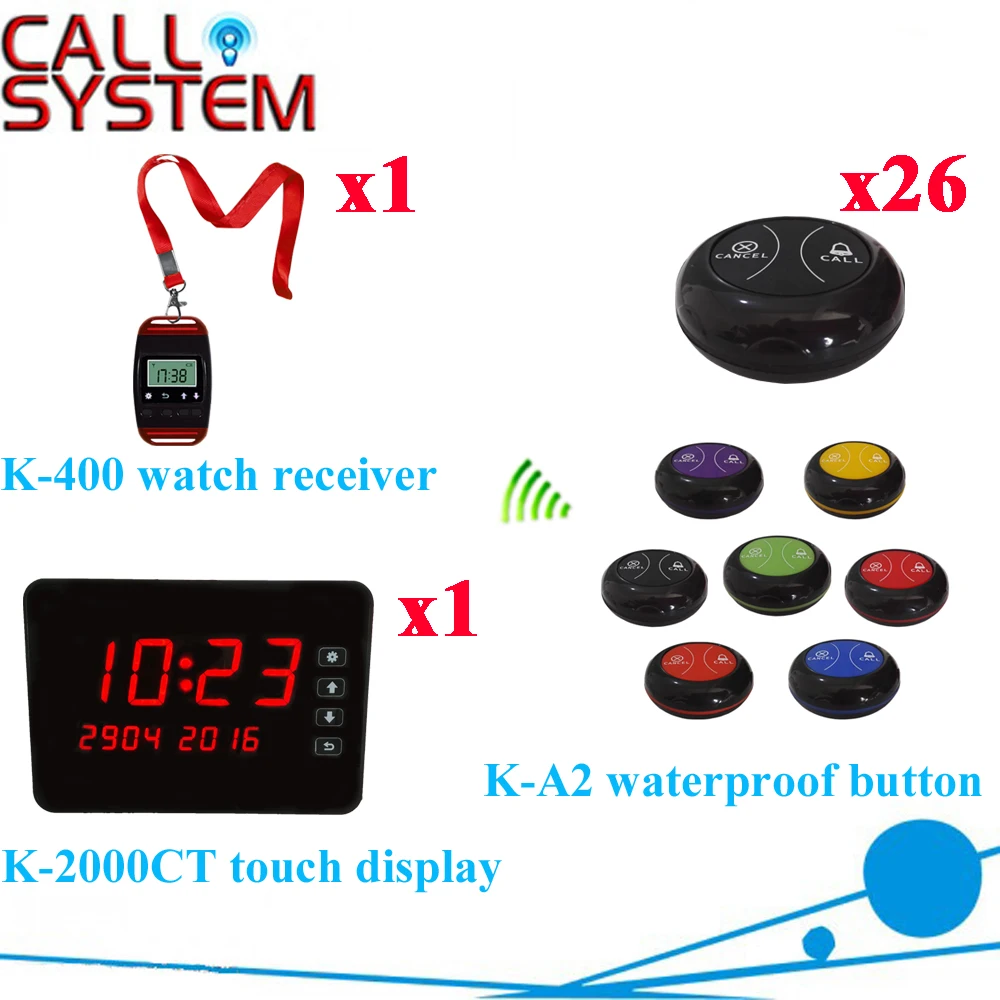 K-2000CT+K-400+K-A2-black  1+1+26 Wireless Call Button System