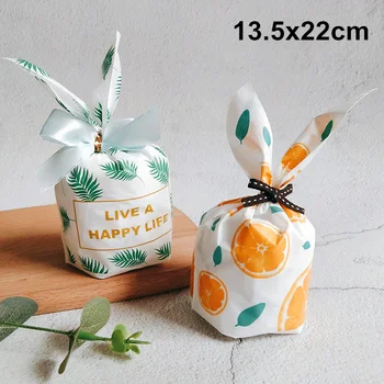 

500 X Large Cute Rabbit Ear Candy Self-Adhesive Plastic Bags For Snack Baking Package Wedding Easter Decoration Gift Pouch