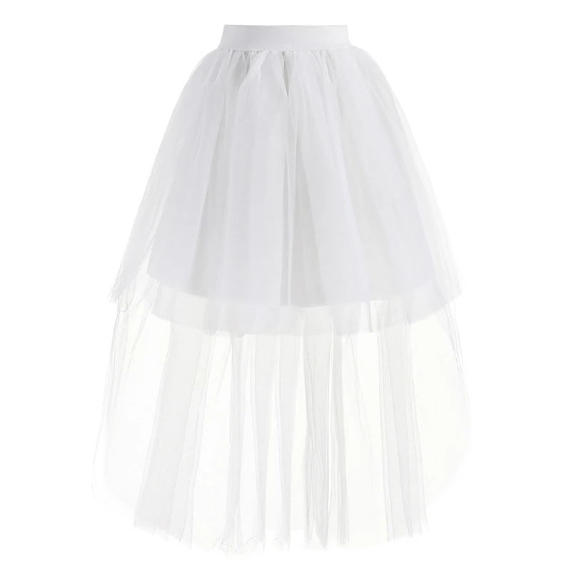 Модное красное платье с фатиновой юбкой, короткое спереди и длинное сзади, белая женская юбка, Мягкая сетчатая Нижняя юбка, пышная кринолиновая юбка для девочек - Цвет: Белый