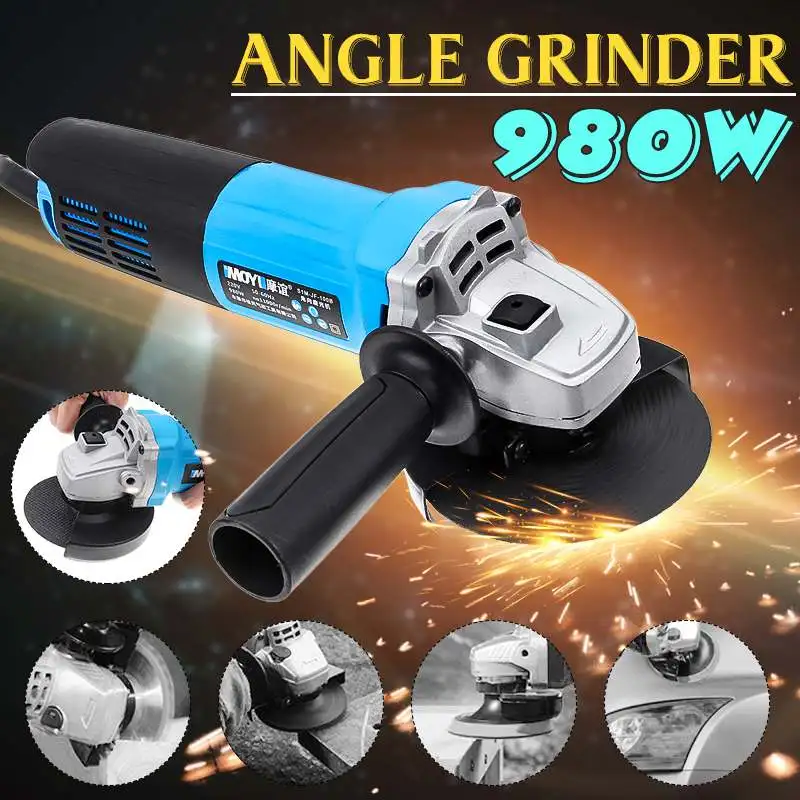 

980W Angle Grinder Electric Power Grinder Tool for Metal Wood Grinding Machine Cutter Cutting Sanding Polishing Woodworking Kit