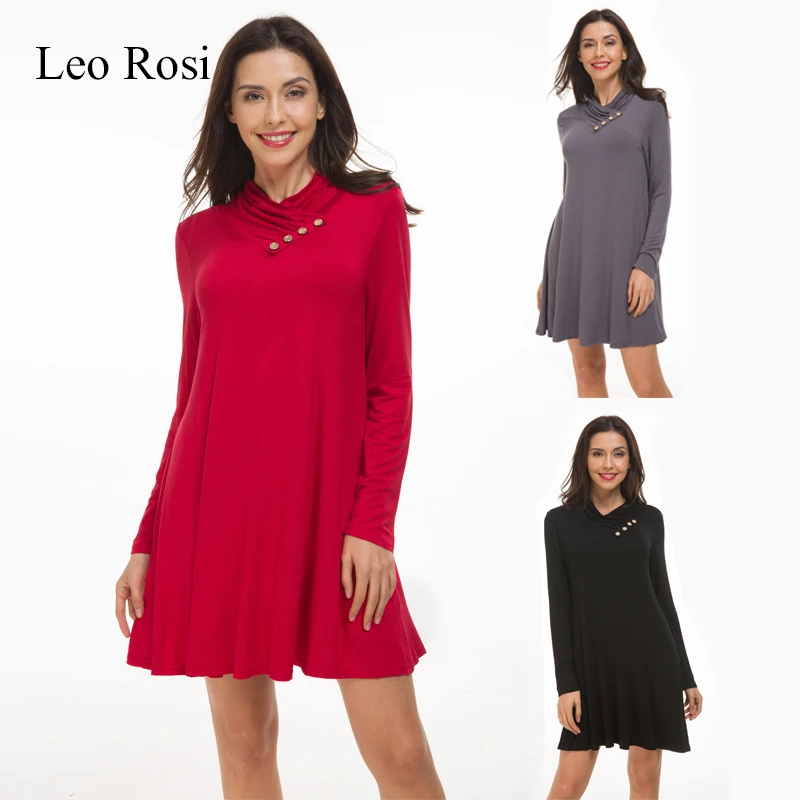 

Leo Rosi 2019 spring and autumn women casual long-sleeved dress retro elegant long-sleeved dress loose casual dress women DT15
