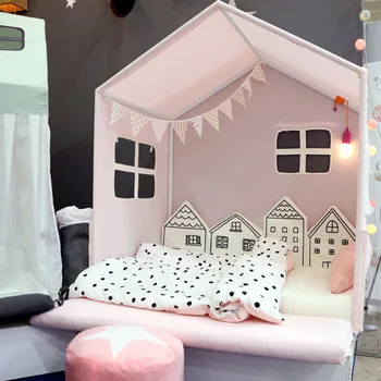 

Baby Crib Bumper For Newborns Nordic INS Small House Bed Cushion Protector Infant Cot Around Pillows BabyRoom Decor For Girl Boy