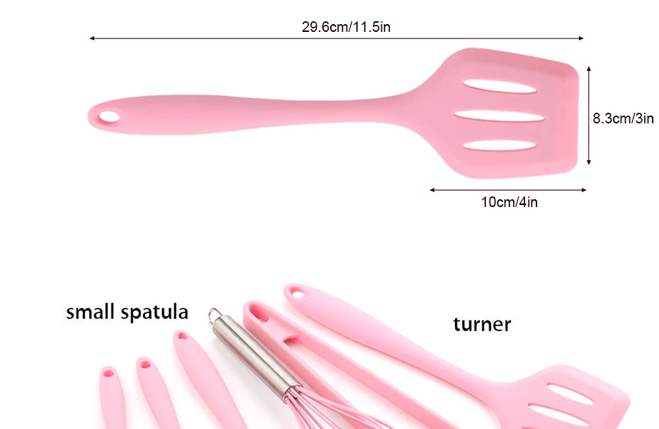 Набор кухонной утвари из силикона, розовый 6 шт., ложка для яиц с зажимом, шпатель, масло, кисть кухонные принадлежности