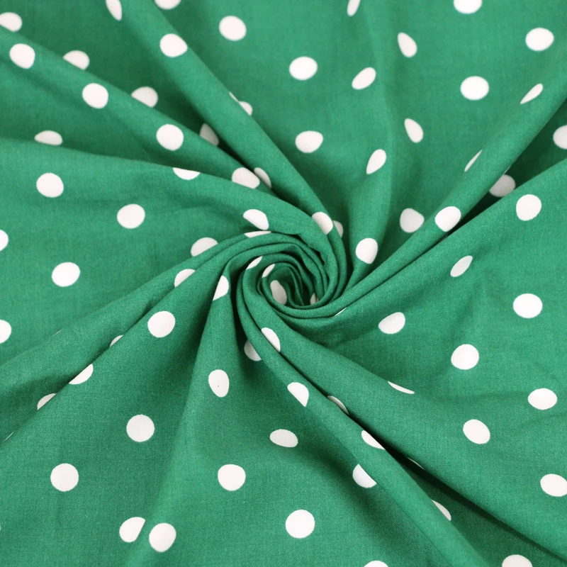 

50cm*145cm Deep Green White Polka Dot Fabric For Dress Viscose