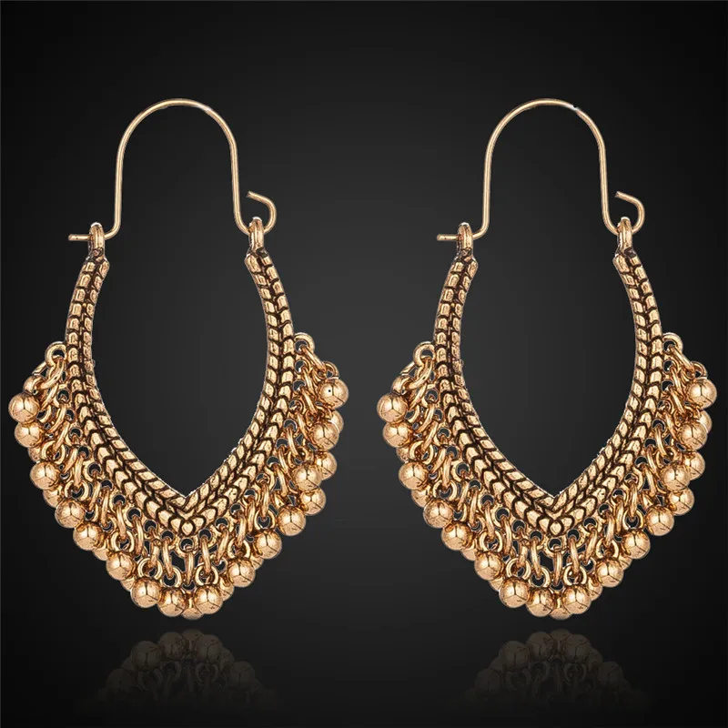 Этнические геометрические серебряные золотые индийские серьги ювелирные изделия винтажные серьги с подвесками для женщин богемные серьги ювелирные изделия - Окраска металла: E021508B