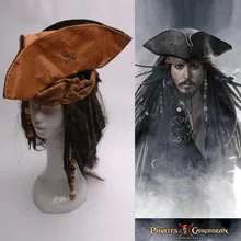 С изображением персонажа фильма «Пираты Карибского моря» Джека Воробья Косплэй шляпа набор париков реквизит на Хэллоуин, костюм для сцены, косплея подарок Прямая поставка