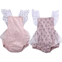 HOT Romper Toddler Infant Baby Girl Lace Floral Flowers Ruffle Sleeve Romper Jumpsuit Outfits Backless Sunsuit Clothes