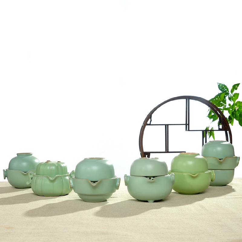 

[1 Teapot+ 1 Cups] Authentic 2 Pcs Mini KungFu Tea Set Outdoor Travel Ceramics/Porcelain Tea Ceremony Gift